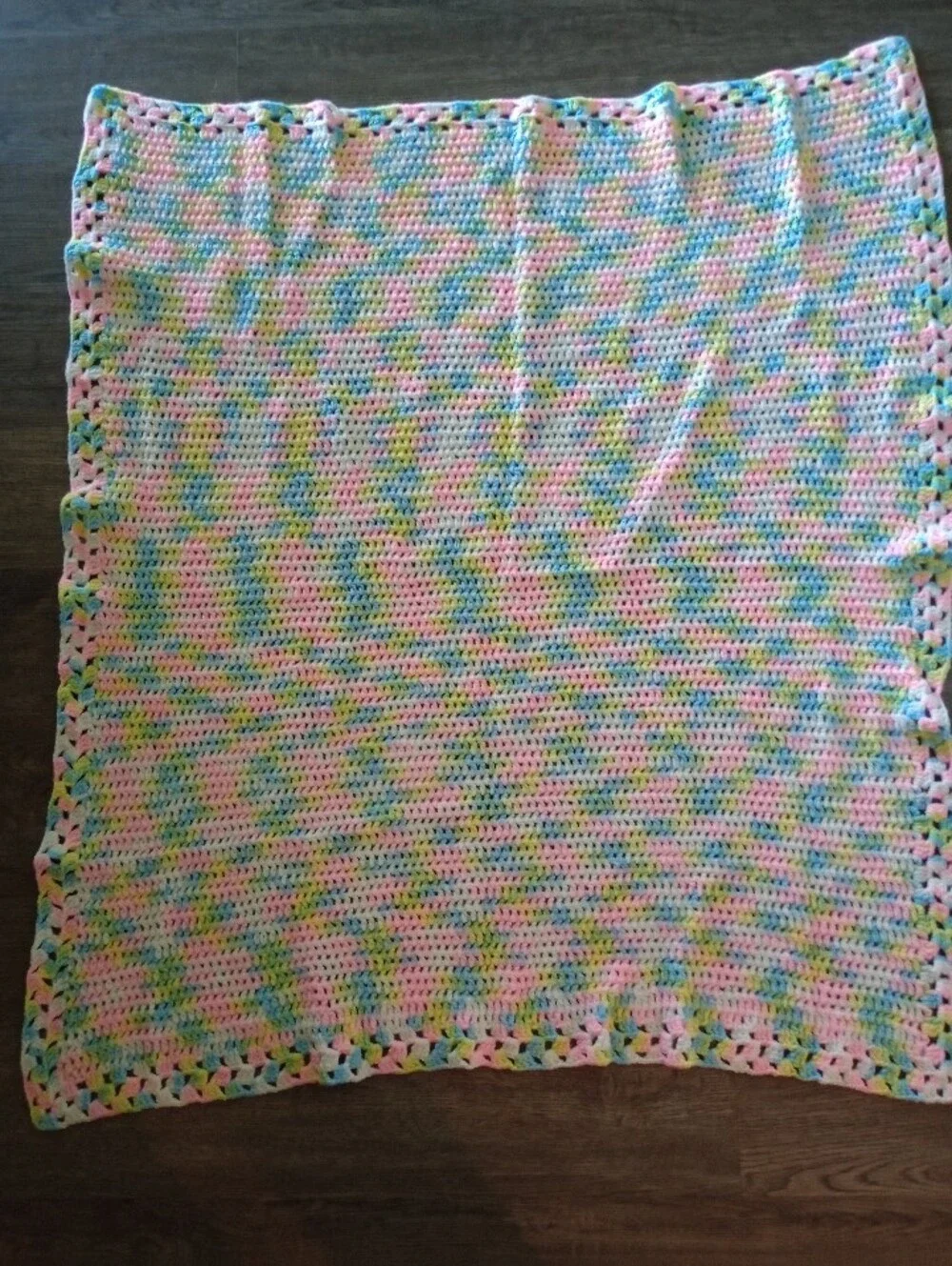 Vintage Knitted Baby Blanket Little Girls Throw Lap Blanket